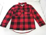 Bass Pro Shops KIDS Sherpa Lined RED/BLACK Checkered Flannel Jacket SMALL NWT