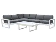 FurnitureOkay Manly 5-Piece Aluminium Outdoor Modular Lounge Setting - White