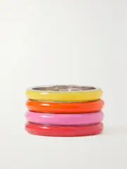 [FRY POWERS] FRY POWERS - The Warm Set Unicorn Rainbow Set Of Four Sterling Silver And Enamel Rings - Red - 6 6 Red