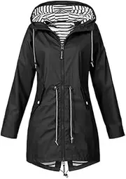 [Generic] Women's Rain Jacket Lightweight Hooded Rainwear Waterproof Outdoor Windbreaker Coat