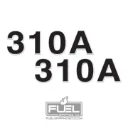 310A Backhoe Loader Premium Vinyl Decal 2-Pack - 9.5" wide x 2.67" tall