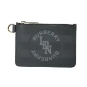 Burberry Unisex "Alec KTG" Black & Gray Textured Leather Zipped Keychain Wallet