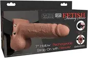 Pipedream Products Fetish Fantasy Series 7" Hollow Rechargeable Strap-on With Balls, Flesh