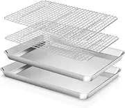 Baking Sheet Cookie Pans Set with Cooling Rack Sheets for Baking Stainless Steel Pan for Baking Bakeware Sets Cooling Racks for Cooking and Baking for Bacon Pizza Pan Size 18 x 12 x 1 Inch 4PCS
