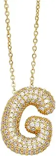 [OSCCI] Initial A-Z Letter Zirconia Necklace for Women Girls Pave CZ Alphabet Pendant Necklace Jewelry Gift