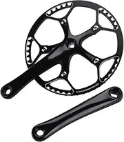 Mountain Cycle Single Speed Crank Set, Aluminum Alloy Steel Hollow Integral Single Speed Sprocket Set, Anti Deformation Crank Chain Arm Set for Cycling Accessories