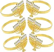 Metal Napkin Buckles Holders Napkin Rings Hanukkah Menorah Design for Home