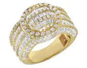 10K Yellow Gold Baguette Real Diamond Dome Ring 16MM 5.5Ct