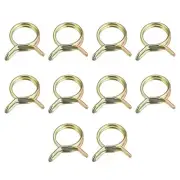 Double Wire Spring Hose Clamp, 10pcs 65Mn Steel 13mm Clips, Color Zinc Plated