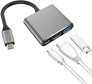 USB C to HDMI Adapter, IGUGIG 3 in 1 4K Type C to HDMI Multiport Converter with USB 3.0 Port and USB C Fast Charging Port Compatible with MacBook Pro/Chromebook Pixel/Projector/Monitor (Black)