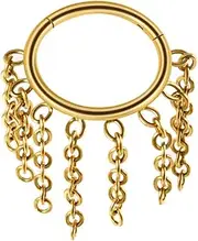 [Niaspi] 16G Tassel Chain Dangle Septum Jewelry Nose Septum Rings 8mm Stainless Steel Cartilage Helix Tragus Earrings Hoops Body Piercing Jewelry for Women Men