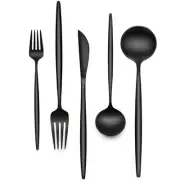 30-Piece Black Silverware Set, Flatware Set for 6, Food-Grade Stainless Steel...
