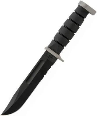 Ka-Bar 1281 D2 Fighting Utility Knife Tactical Serrated Black w Cordura Sheath