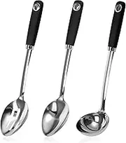 Cooking Spoons Set,3 Pcs Stainless Steel Serving Spoons Rust Resistant Cooking Utensils Set for Restaurant Home Dishwasher Safe