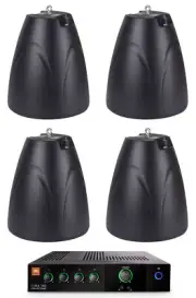 JBL CSMA 180 Commercial 70v Amplifier+(4) Black 6.5" Hanging Pendant Speakers