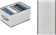 YXTKJ 2Pcs Wardrobe Clothes Organiser Box,7 Grids Foldable Home Storage & Closet Organisation with Handles,Washable Clothing Storage Box For Jeans, T-Shirts, Dress,Pants,Socks