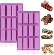 2Pcs Chocolate Bar Moulds, Rectangle Silicone Mould, Cereal Bars Baking Mould for Chocolate Truffles Bread Brownie Cornbread Cheesecake Butter Mold (Purple)