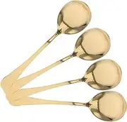 OKUMEYR 4pc Gold Large Stainless Steel Serving Spoons Set Metal Utensils for Buffet Catering Hotel Restaurant Silverware
