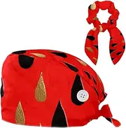 [CWAGFEQZ] Scrub Caps Women,Scrub Hats Suitable for Women,Red Fruit Watermelon Pattern