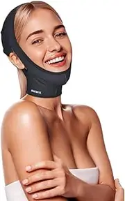 Neck Chin Compression Garment Strap Bandage, Face Slimmer, Double Chin Wrap (Black, M)
