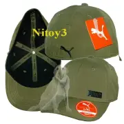 Puma Pressure Black Embossed Logo Stretch Fit Baseball Cap-Hat Men L/XL Olive