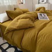 GGP Agate Yellow Solid Color Solid Color Solid Color 1.5M Bed Fitted Sheet Set With 200X230Cm Duvet Cover 4 Piece Bedding Set