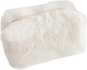 Cute Plush Pencil Case Large Capacity Pencil Pouch Pen Bag Portable Office Stationery Bag Furry Zipper Pen Pouch for Students White