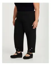 [Taking Shape] Petite Lantern Button Natural Pant in Black