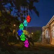 Paw Print Solar Wind Chimes Color Changing Outdoor Paw Print Solar Lights Dog