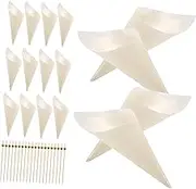 SHOWERORO 1Set Disposable Appetizer Wood Cones and Fruit Picks Set Party Supplies for Tropical Events Food Cones Cocktail Sticks for Ice Cream and Charcuterie Platter