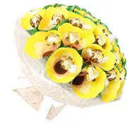 Sunshine Chocolate Bouquet With Yellow Chocolate Hearts - Small - Edible Blooms