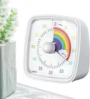 LeoLeozz Visual Countdown Timer,Classroom Teaching Timer - 60 Minute Timer Manager Clock, Silent Rainbow Pattern Time Management Tool for Kids, Adults (White)