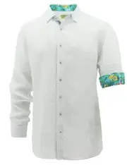 SpongeBob Squarepants Men's Long Sleeve Linen Shirt Hawaiian - White