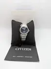 Citizen Eco-Drive Womens Blue Dial Silver Band Analog Round Wristwatch