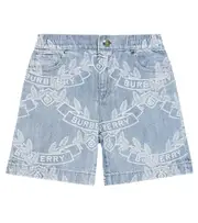 [Burberry Kids] Burberry Kids Oak Leaf Crest printed denim shorts Y 12 multicoloured