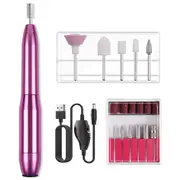Electric Nail Drill Kit Cordless Nail Drill Portable USB Rechargeable Manicure Pedicure Tools for Acrylic Gel Nails -Rose