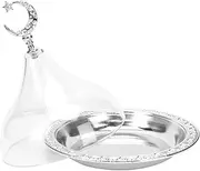 Kitchen Countertop Fruit Rack,Fruit Basket,Fruit Bowl,Cake Stand with lid，1pc Dessert Storage Tray Glass Snack Containers Glass Terrarium with Lid Cupcake Holder with Lid (Color : Silver, Size : 17x