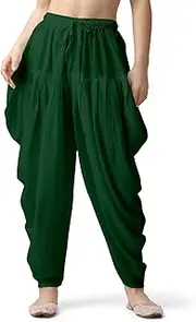 [Kolakeer] Women's Loose Fit Rayon Yoga Dhoti Pants Patiala Salwar Harem Pants (Free Size - 26 Inch to 36 Inch