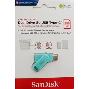 SanDisk 256G Ultra GO TYPE-C SDDDC3 湖綠 OTG USB 隨身碟BSMID31490