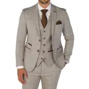 Paul Andrew Leo - Men's Beige Checked Tailored Fit Blazer