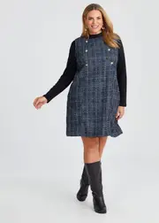 [Virtuelle] Taking Shape Boucle Button Shift Dress Size 10 in Navy MIX - Plus Size Women's Dresses Navy Mix