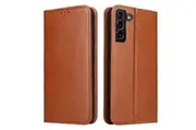 For Samsung Galaxy S24 Case Leather Flip Wallet Folio Cover Brown