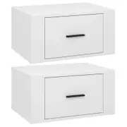 vidaXL 2x Wall-mounted Bedside Cabinets High Gloss White Floating Furniture