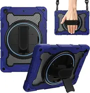 QYiiD Case for Lenovo M8 HD TB-8505F TB-8505X / Smart Tab M8 TB-8505FS/ Tab M8 FHD TB-8705F with Screen Protector, Heavy Duty Shockproof Case with Screen Protector, Rotating Handle Stand, NavyBlue