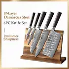 Chef Knife Set Cleaver Santoku Utility 67 Layers Damascus Steel Wood Handle 6Pcs