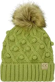 [C.C] Kids CC Ages 2-7 Sherpa Lining Pompom Thick Stretchy Knit Beanie Cap Hat
