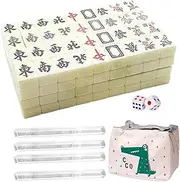 Mahjong Game Board Set | Mahjong Tiles,Chinese Mahjong Game Set with Dices and Storage Bag for Adult