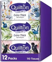 Quilton 3 Ply Extra Thick Facial clean toilet Tissues Hypo-allergenic 12 boxes