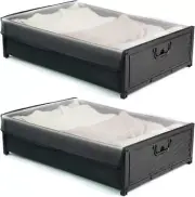 Under Bed Storage with Wheels and Cover, Large Capacity Metal Under-bed black