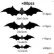 蝙蝠牆壁裝飾 88 件裝萬聖節裝飾蝙蝠逼真 PVC 3D 黑色恐怖蝙蝠牆貼適用於令人毛骨悚然的家居裝飾萬聖節派對裝飾品